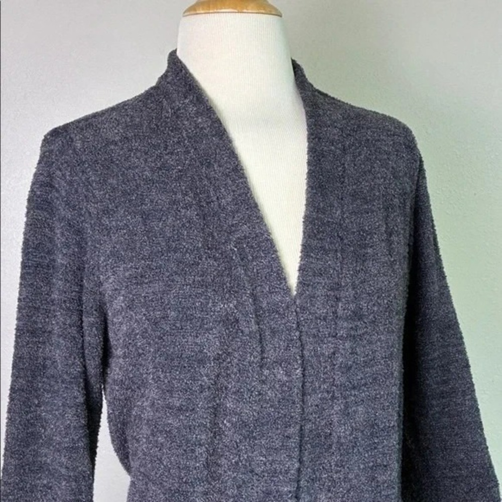 BAREFOOT DREAMS Women Large Cozychic Lite Charcoal Grey Open Cardigan Comfy - Picture 2 of 11